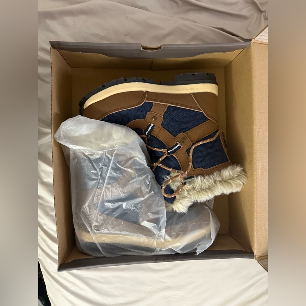 BearPaw Brown and Blue Winter Boots with Fur Trim